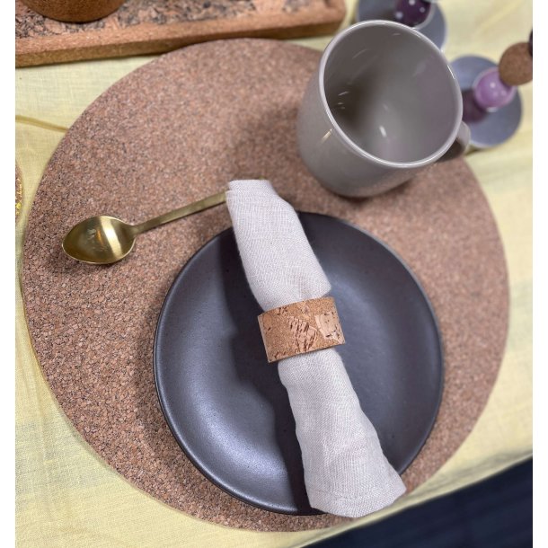 D�kkeserviet i kork med naturm�nster, rund