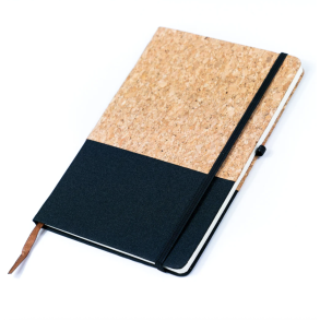 Notesbog i kork med natur og sort