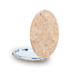 Spejl i natur kork med guldnister, oval