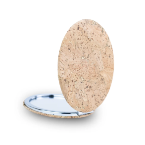 Spejl i natur kork med guldnister, oval