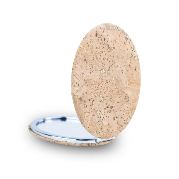 Spejl i natur kork med guldnister, oval