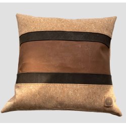 Eiki pude i kork, brune nuancer med 5 striber