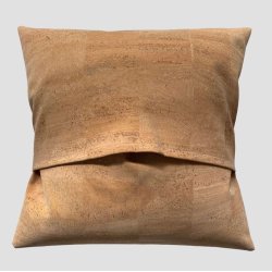 Eiki pude i kork, natur og hvide nuancer med 4 striber