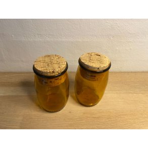 Retro orange/brune glas med korklg, 2 stk.
