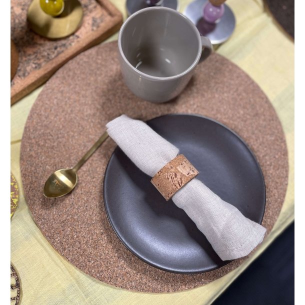 D�kkeserviet i kork med naturm�nster, rund