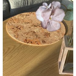 D�kkeserviet i kork, naturfarve, rund 30 cm