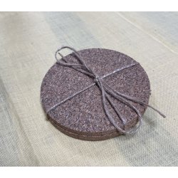 Glasbrikker i kork, natur, runde, 4 stk