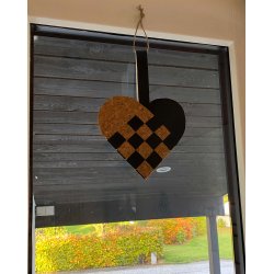 Eiki flettet julehjerte i kork, sort/natur