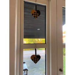 Eiki flettet julehjerte i kork, sort/natur
