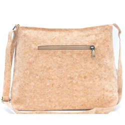 Taske i kork med grnligt blomstermotiv