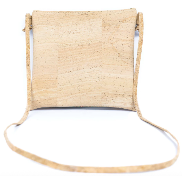 Lille skuldertaske i kork, natur med mnster i lysebrun/natur