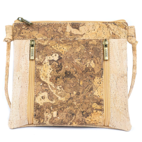 Lille skuldertaske i kork, natur med mnster i lysebrun/natur