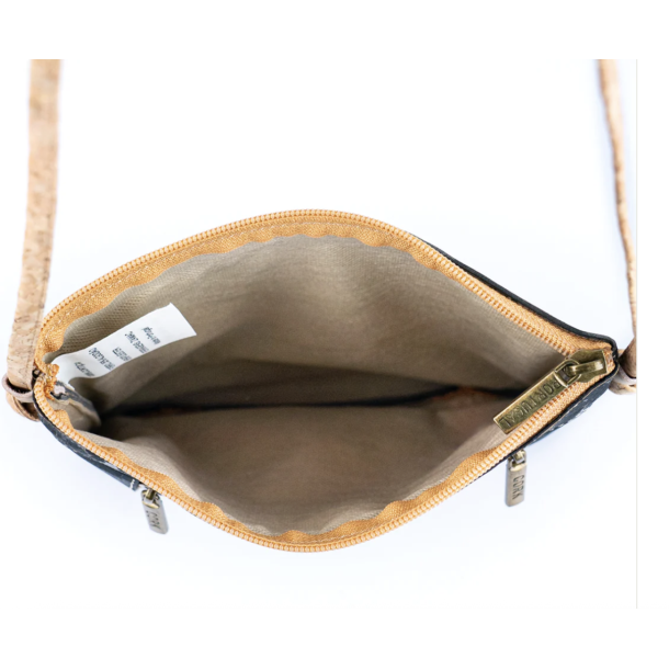 Lille skuldertaske i bl og natur med mnster