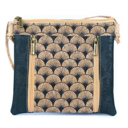 Lille skuldertaske i bl og natur med mnster