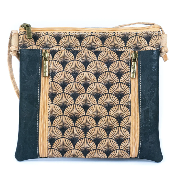 Lille skuldertaske i bl og natur med mnster