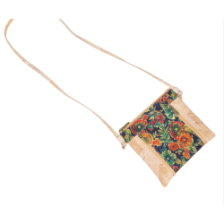Lille skuldertaske i natur med blomsterm�nster