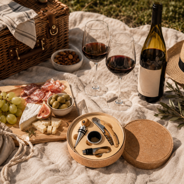 Vin�ske i kork med vintilbeh�r