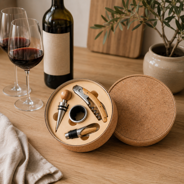 Vin�ske i kork med vintilbeh�r