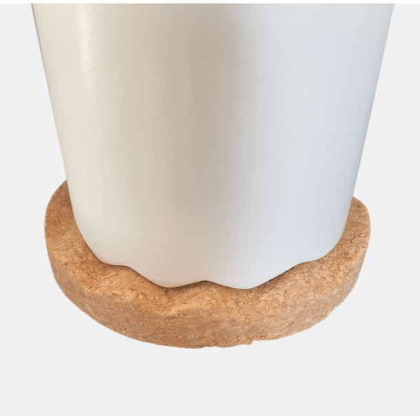 Blyantholder i hvid keramik med bund i naturkork