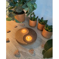 Yin Yang lysdekoration i kork