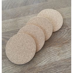 Glasbrikker i kork, runde, 4 stk.