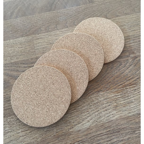 Glasbrikker i kork, runde, 4 stk.