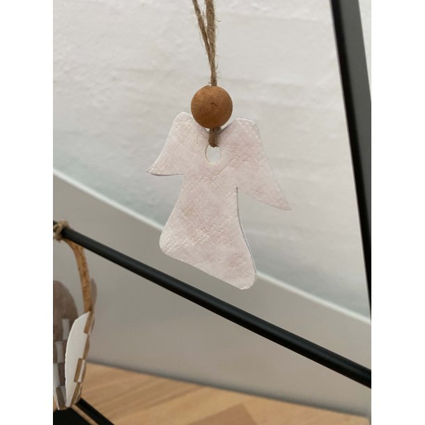 Eiki juleengel til ophng i kork, hvid