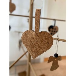 Eiki flettet julehjerte i kork, natur