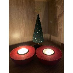 Fyrfadslysholdere i kork, rde - 2 stk.