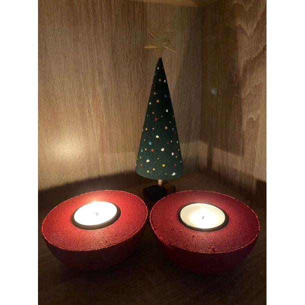 Fyrfadslysholdere i kork, rde - 2 stk.