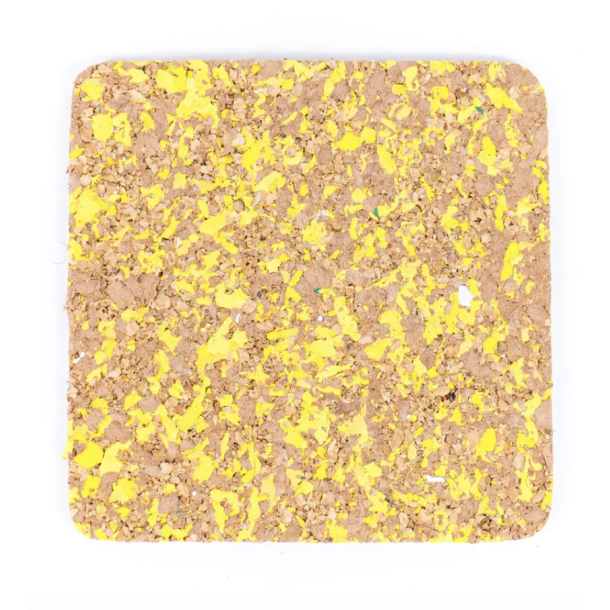 Glasbrik i kork og genanvendt EVA, gul og firkantet