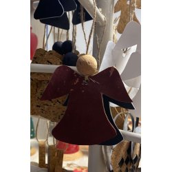 Eiki juleengel til ophng i kork, mrkerd