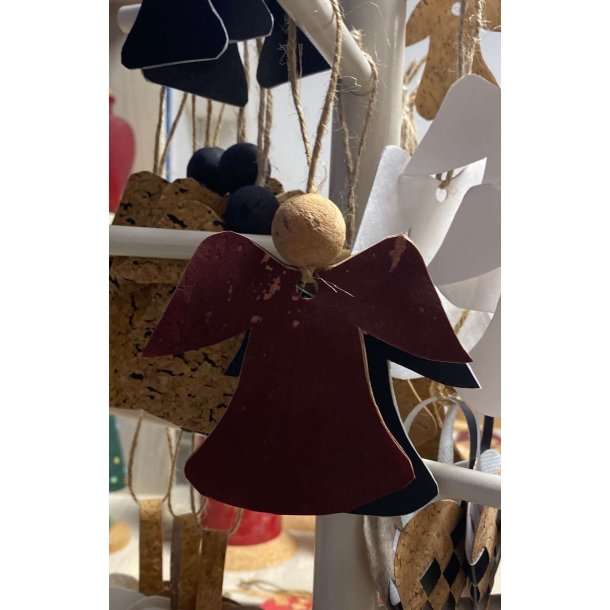 Eiki juleengel til ophng i kork, mrkerd