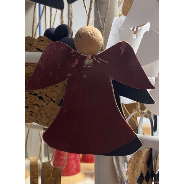 Eiki juleengel til ophng i kork, mrkerd