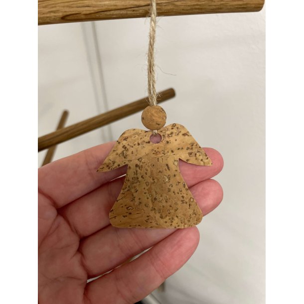 Eiki juleengel til ophng i kork, natur/natur