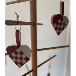 Eiki flettet julehjerte i kork, mrkerd/gr