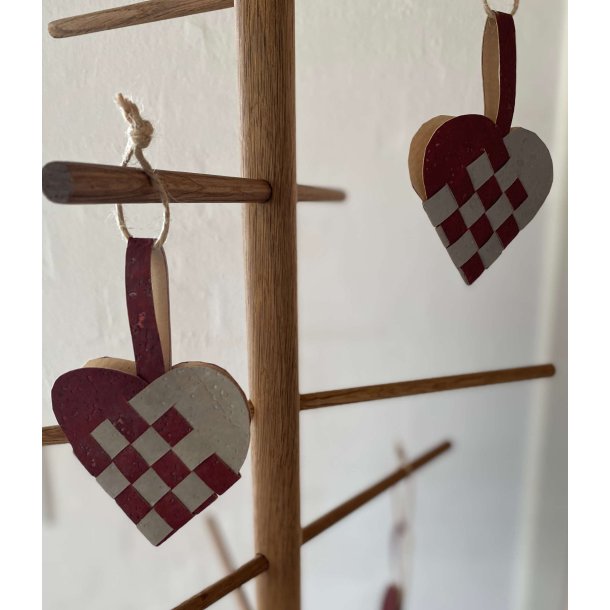 Eiki flettet julehjerte i kork, mrkerd/gr