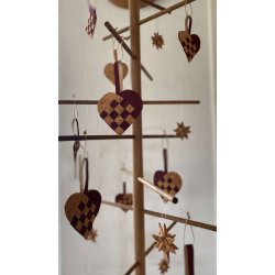 Eiki flettet julehjerte i kork, mrkerd/natur