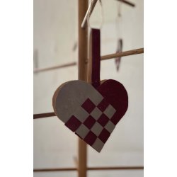 Eiki flettet julehjerte i kork, mrkerd/gr