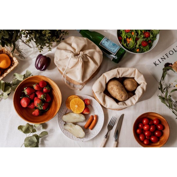 Frugt- og brdpose med kork, str S