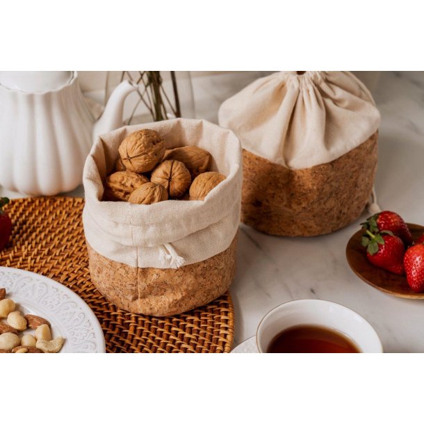 Frugt- og brdpose med kork, str S