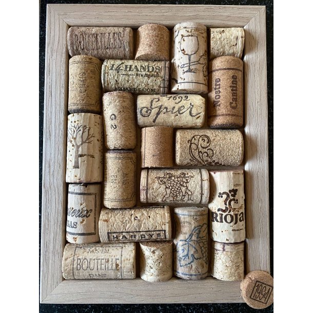 Retro egetrsramme med korkpropper