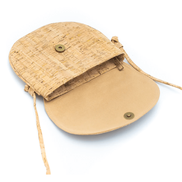 Lille buet taske med mnster i grnne og bl farver