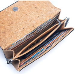 Mobiltaske / pung i kork med sort m�nster