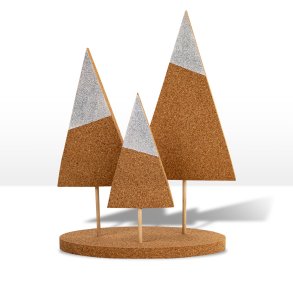 Juletrer i kork med slvdrys