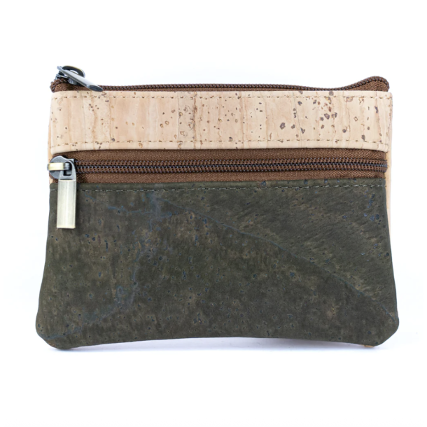 Mntpung i kork, natur og mrkegrn med brune lynlse 