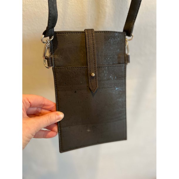 Mobiltaske i sort korkl�der