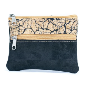 M�ntpung i kork, sort og med natur/sort m�nster