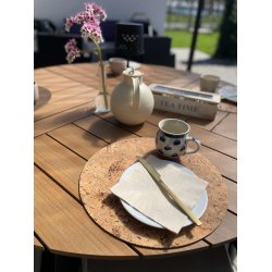 Dkkeserviet kork, naturfarve, rund