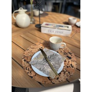 D�kkeserviet i naturkork med sort m�nster, 36 cm, rund